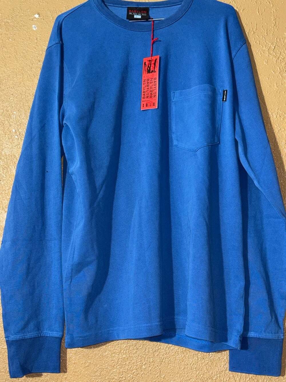 Babylon LA Long Sleeve Pocket T-Shirt Blue Medium NWT